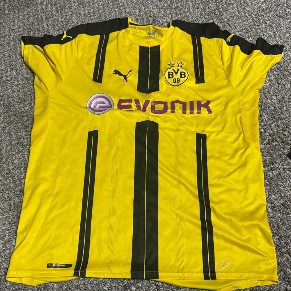 Puma Yellow and Black BVB Football Shirt with Evonik Logo